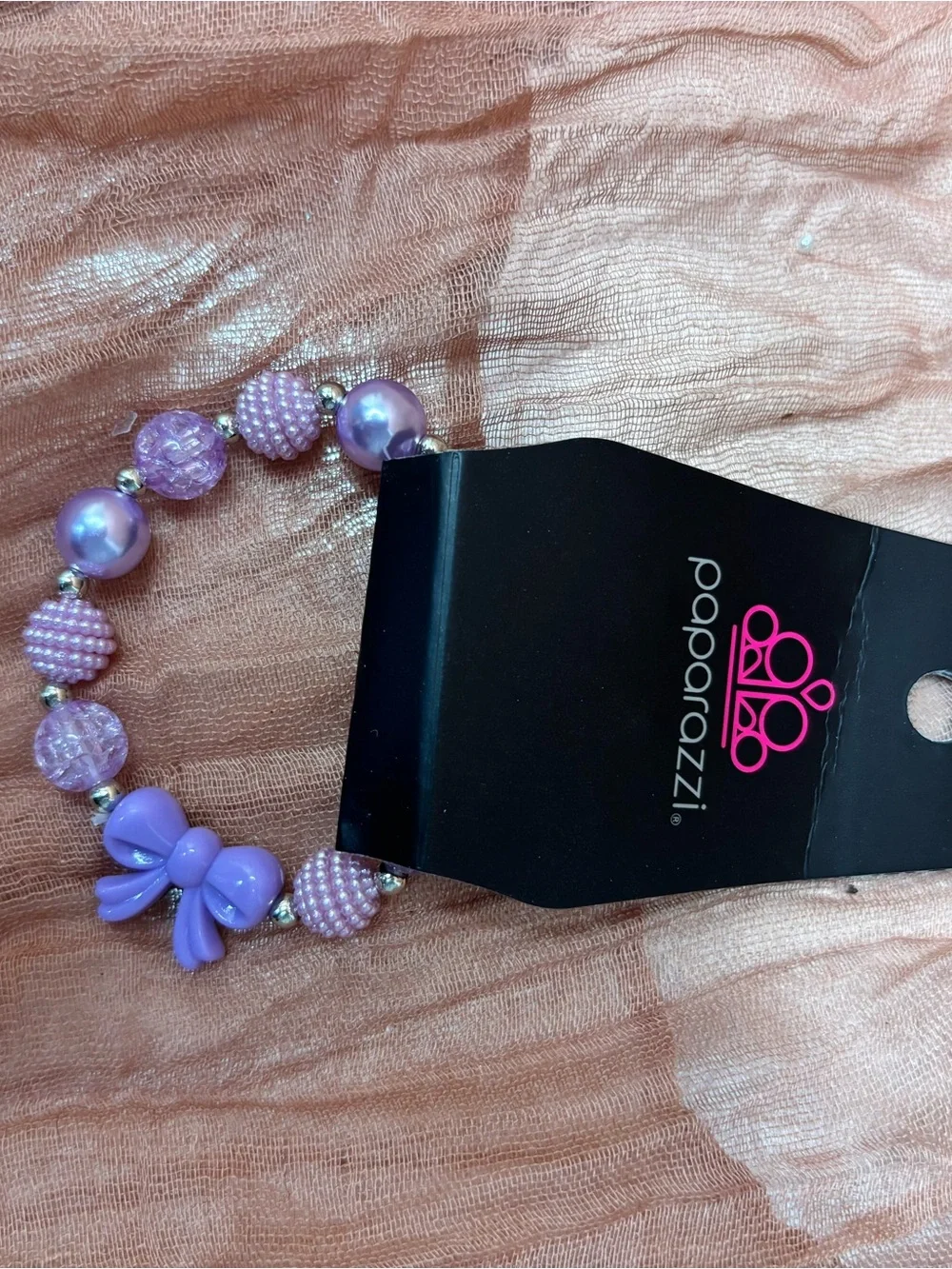 Paparazzi Lavender Pearl & Bow Stretch Bracelet